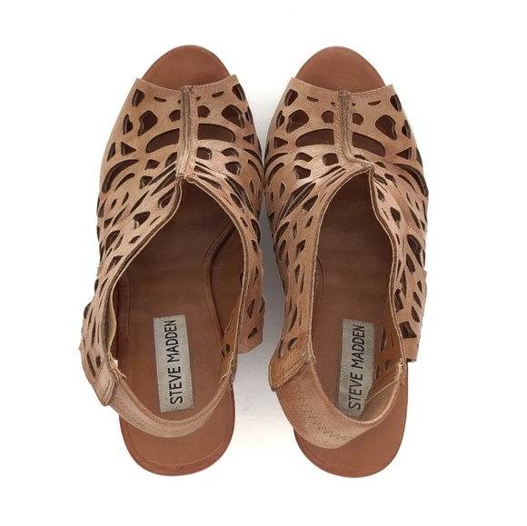 Laser Cut Open Toe Wedge Sandals EUC - Picture 3 of 7